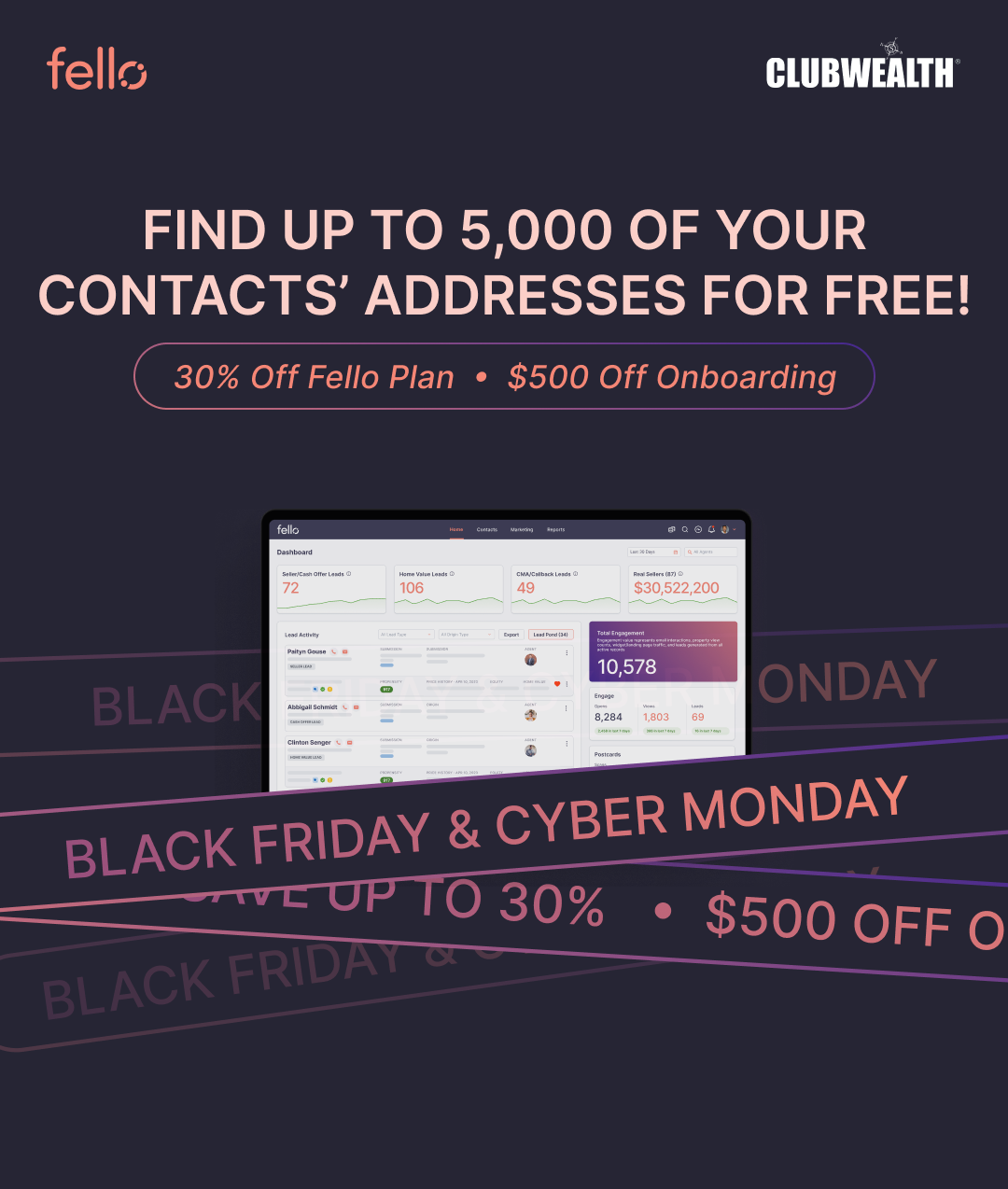 Club Wealth Landing Page - Fellos Black Friday & Cyber Monday