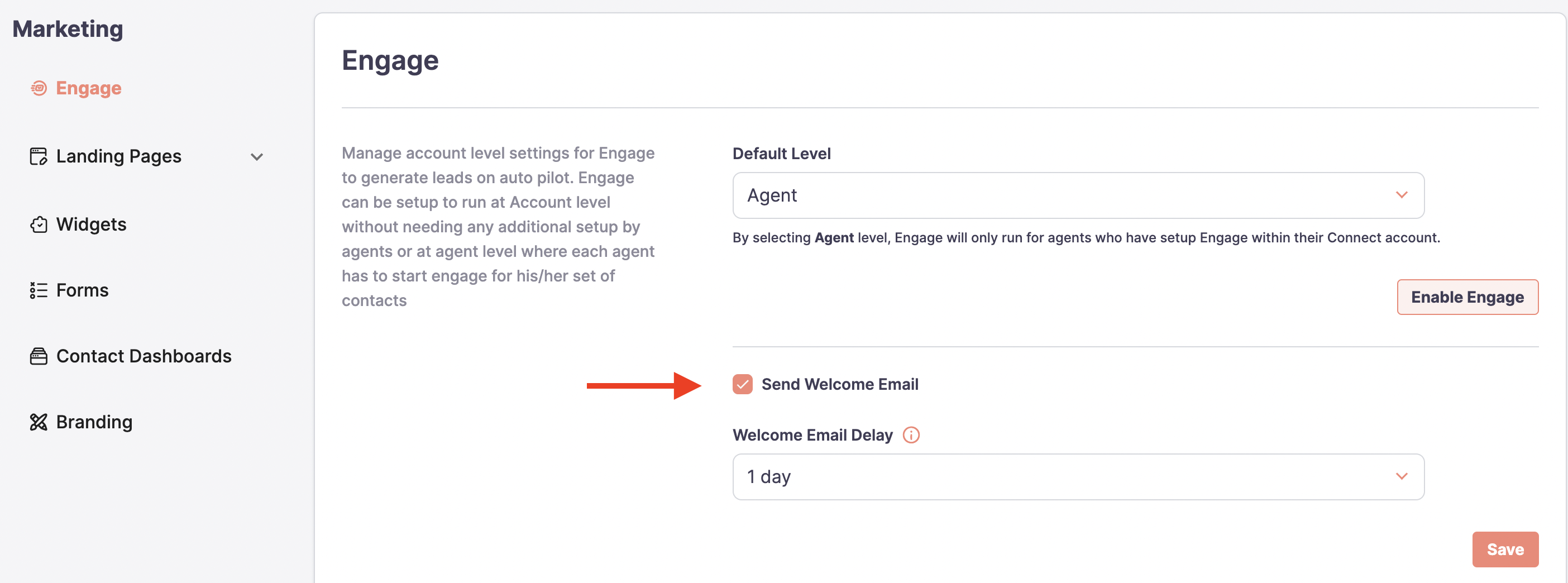 Checkbox to enable initial welcome email