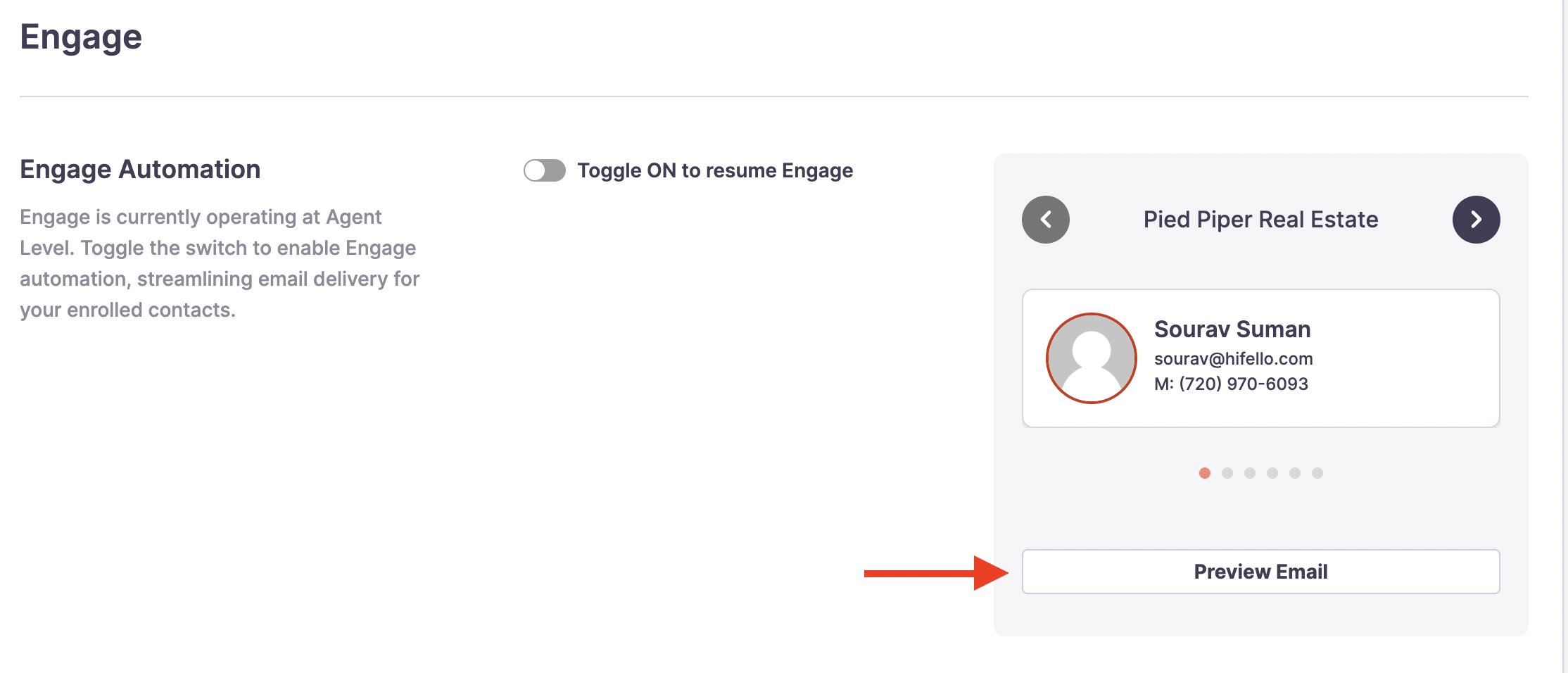 Preview engage email in the engage automation section